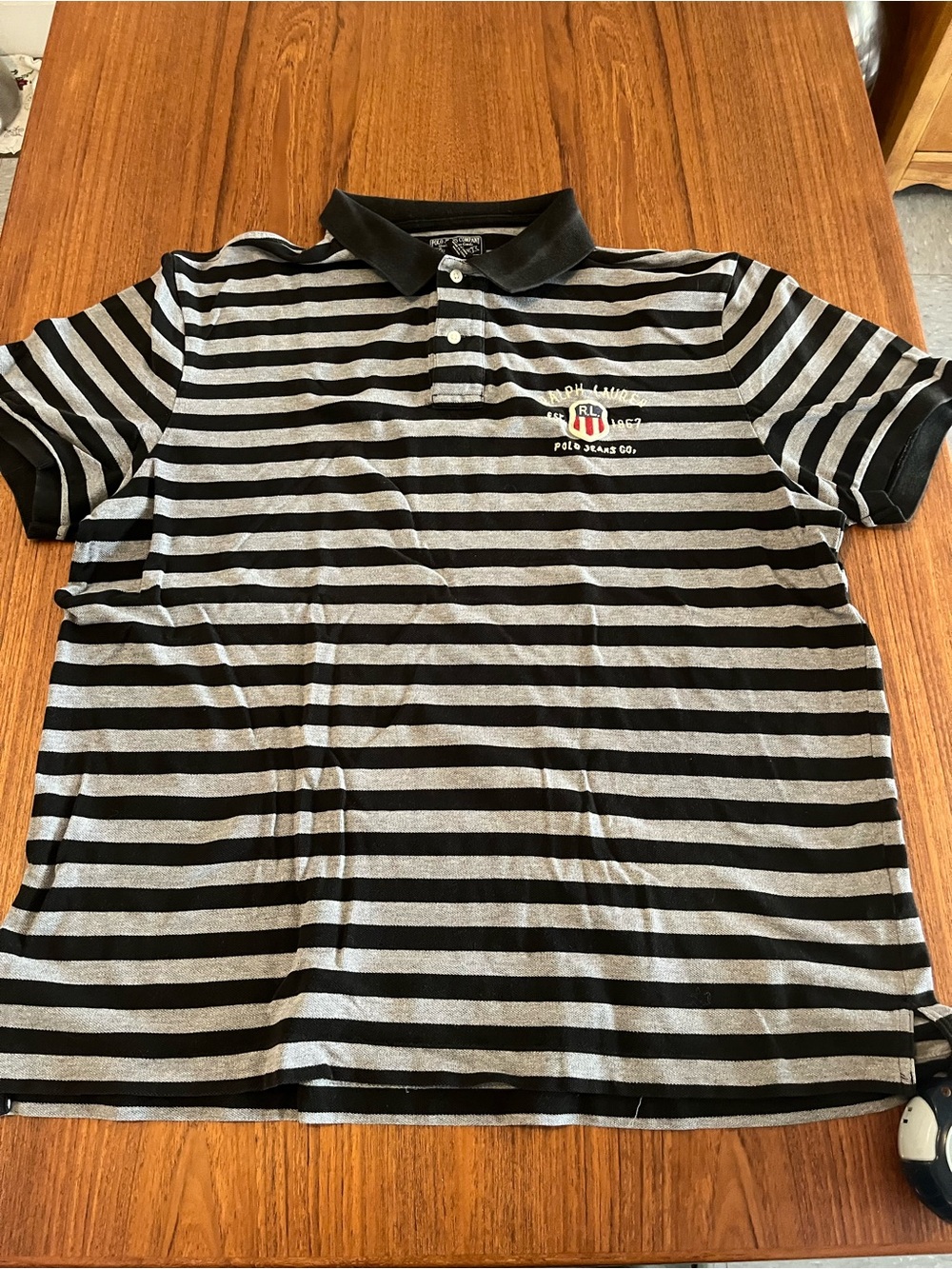 Ralph Lauren Black and Gray Striped Polo Shirt